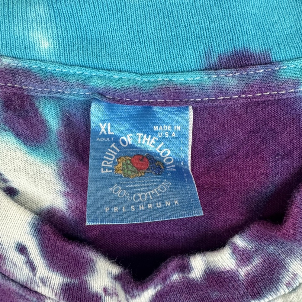 Vintage Fruit of the Loom Shirt‎ Mens XL Blue Purple Tie Dye Made in USA 90s - Picture 5 of 8